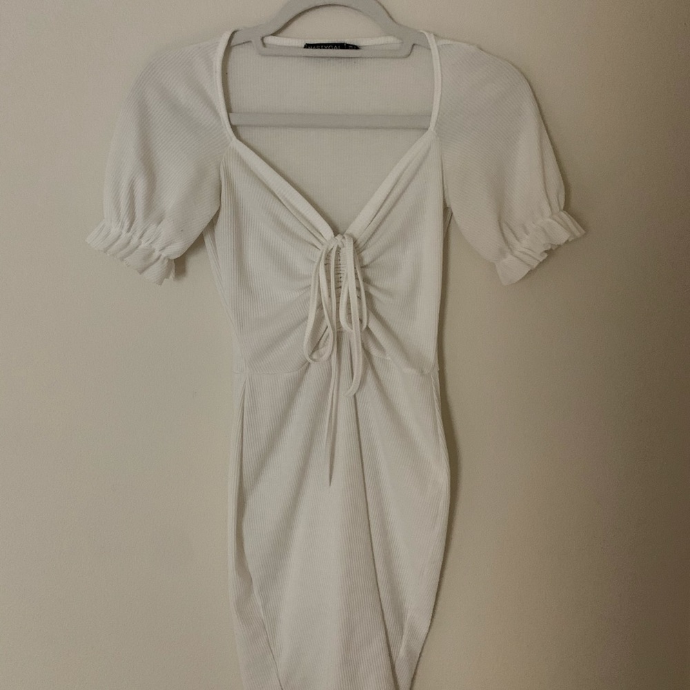 white cottage core dress